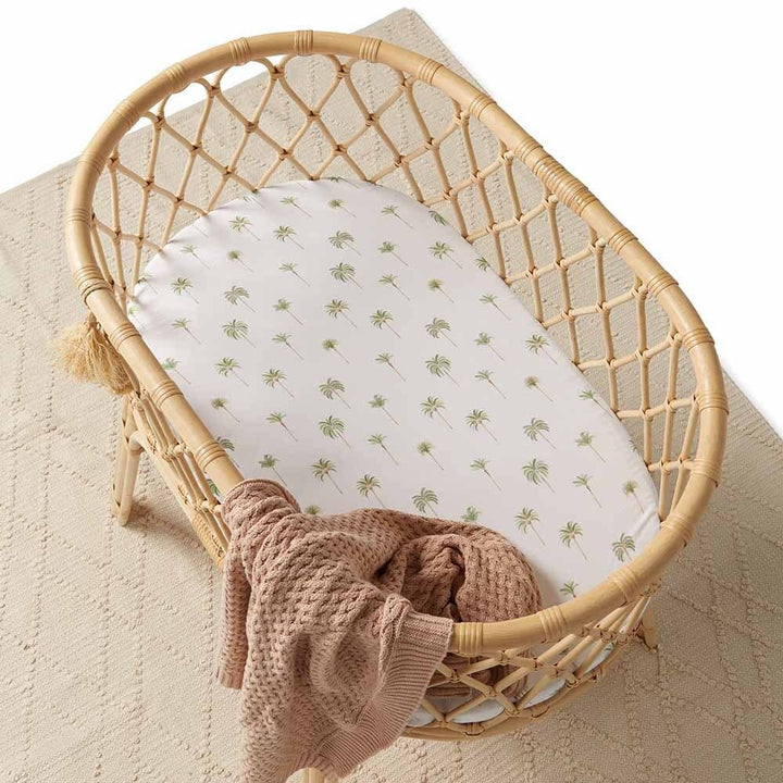 Green Palm Bassinet Sheet / Change Pad Cover