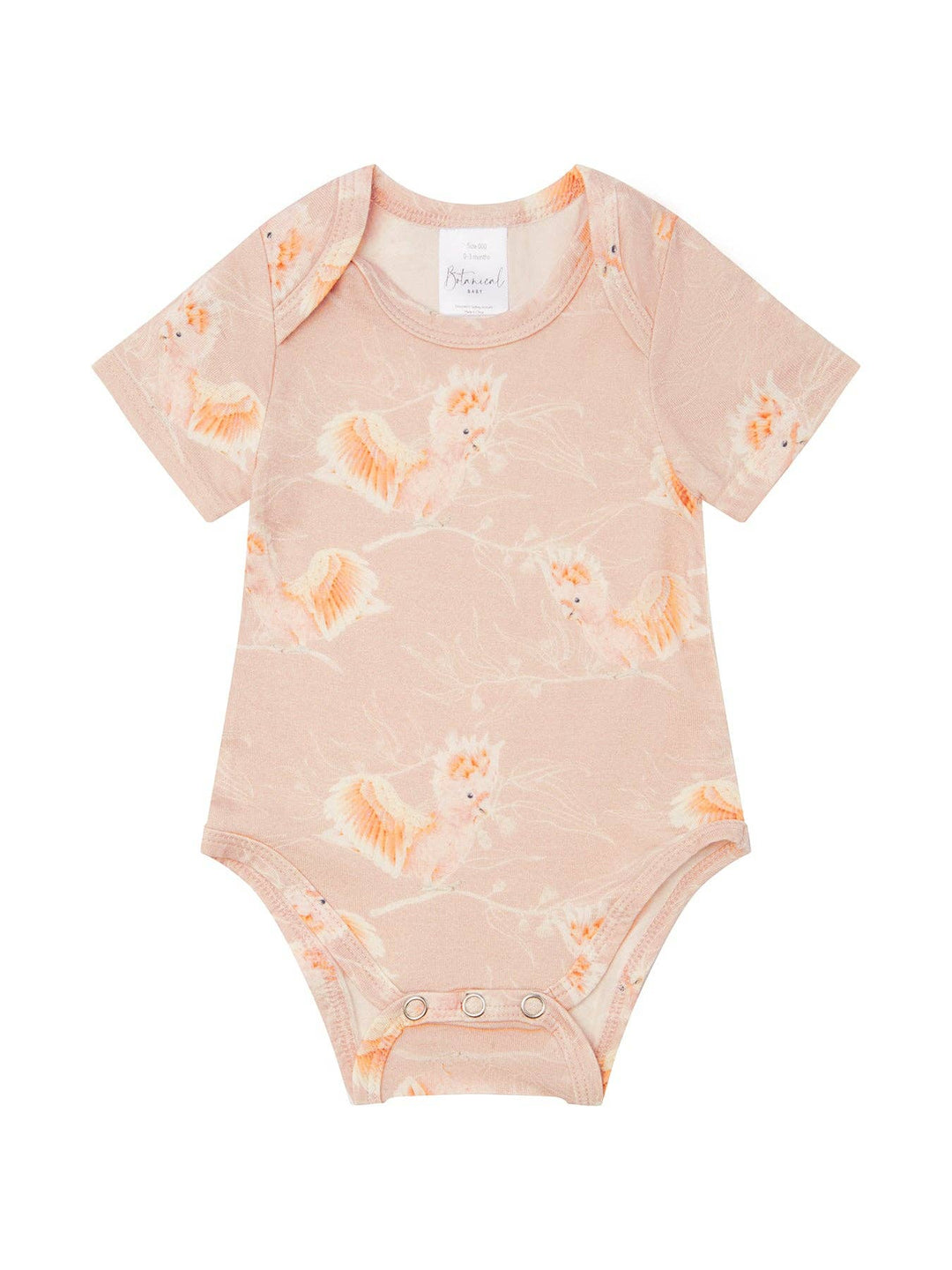 Organic Bodysuit in Pink Cockatoo