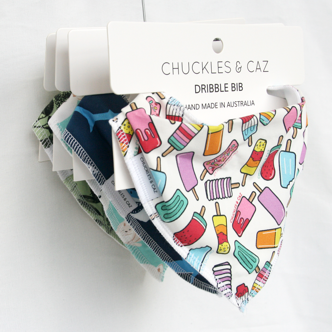 Aqua & White Whales Dribble Bib