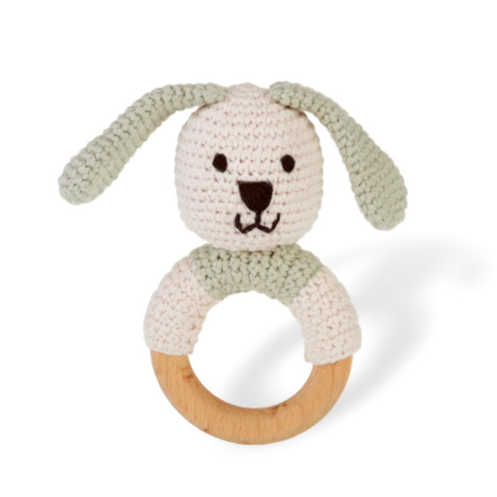 Wooden Ring Rattle Bunny - Organic