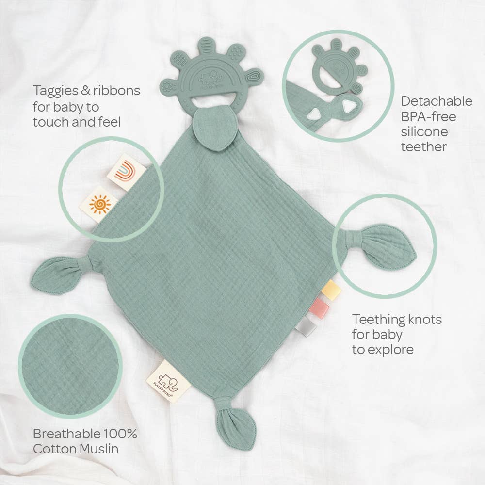 Silicone Muslin Comfort Teether - Sage