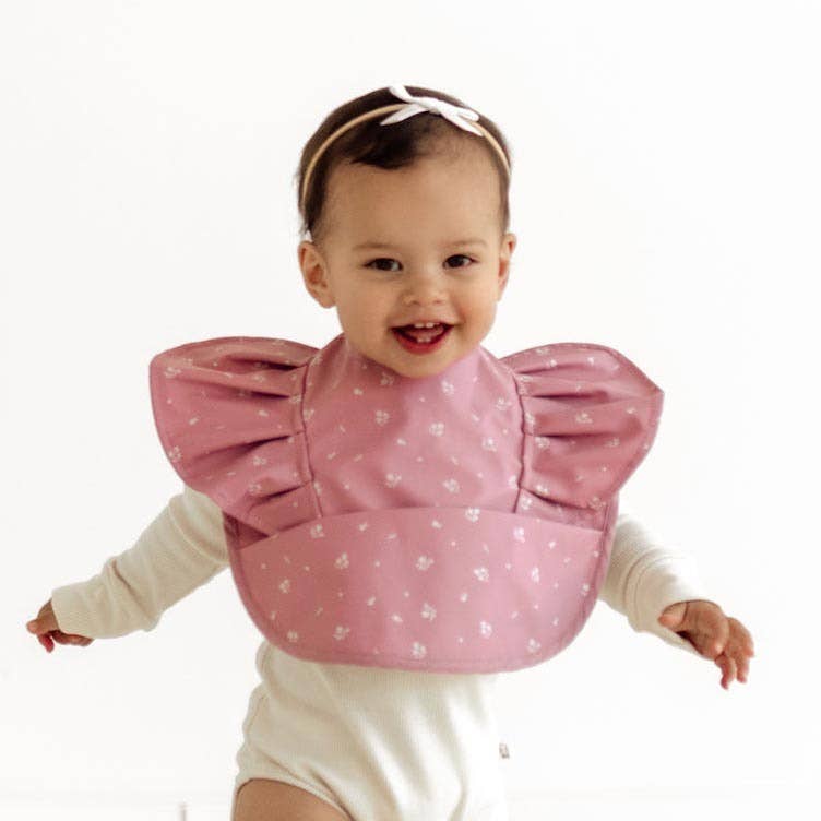 Pink Fleur Frill Snuggle Bib