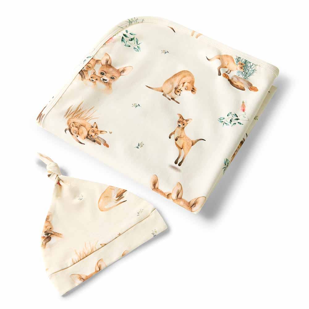 Kanga Organic Jersey Wrap & Beanie Set