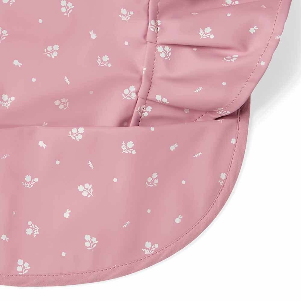 Pink Fleur Frill Snuggle Bib