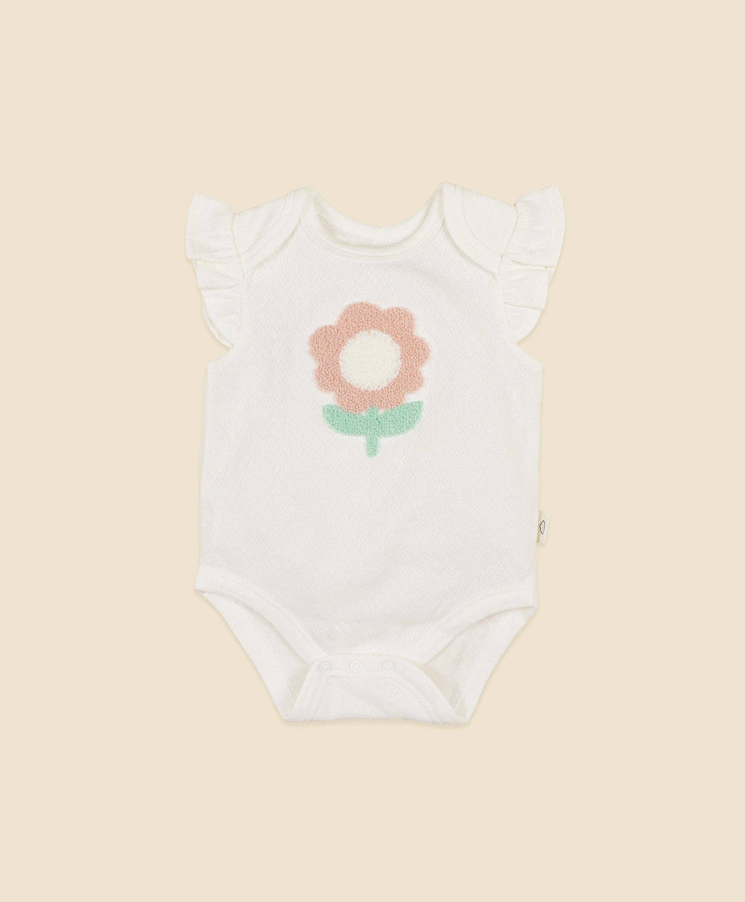 Flutter Sleeve Baby Bodysuit - Chenille flower