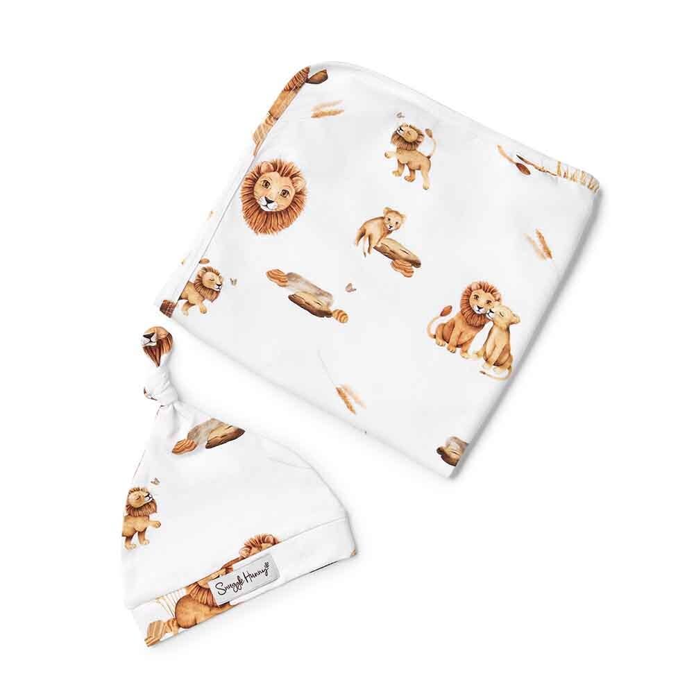 Lion Organic Jersey Wrap & Beanie Set