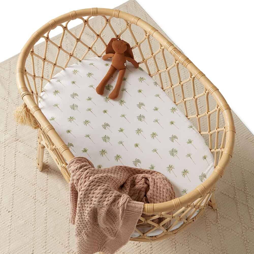 Green Palm Bassinet Sheet / Change Pad Cover