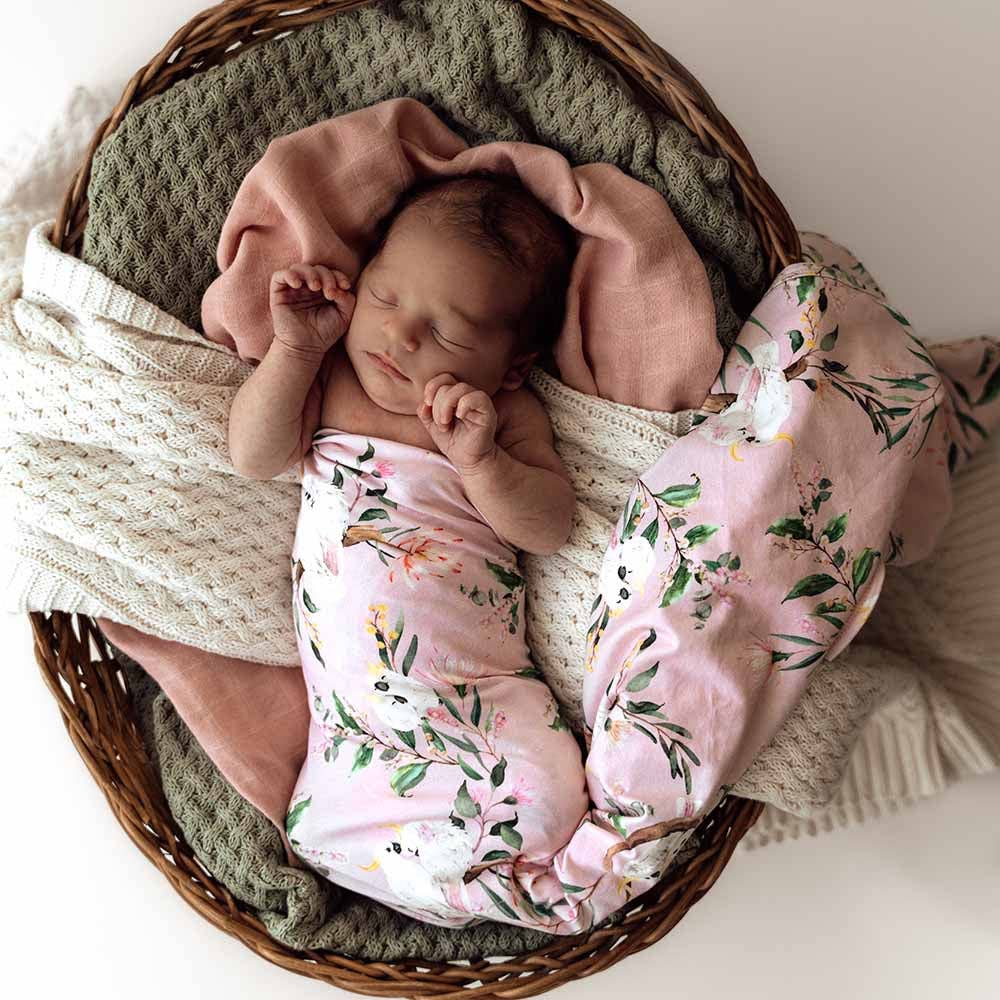 Cockatoo Organic Jersey Wrap & Topknot Set