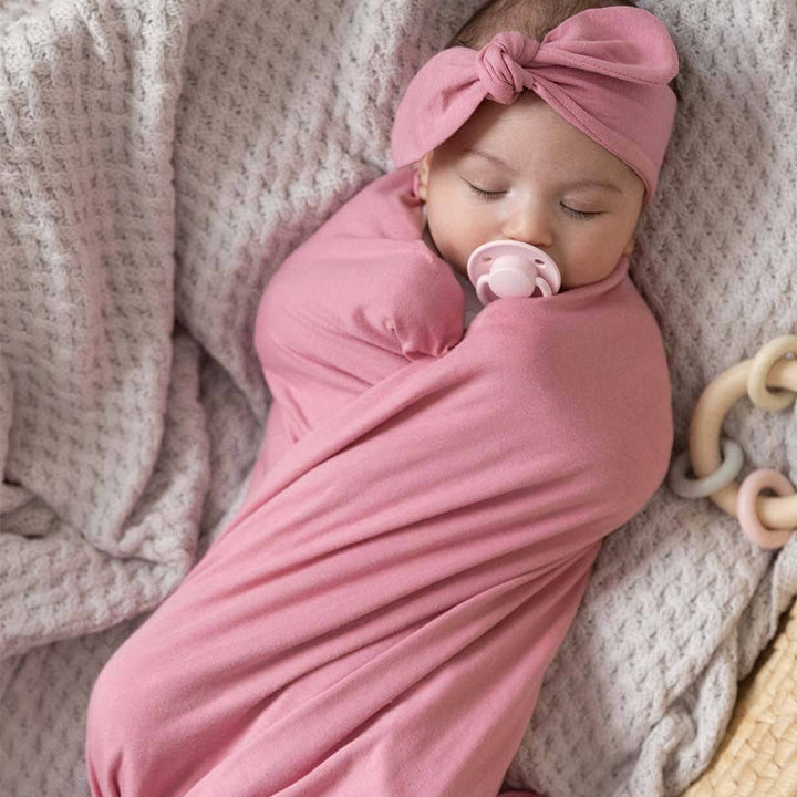 Jewel Pink Baby Jersey Wrap & Topknot Set