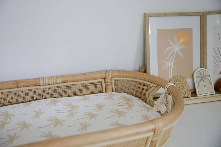 Palm Tree Organic Cotton Jersey Change Pad / Bassinet Sheet