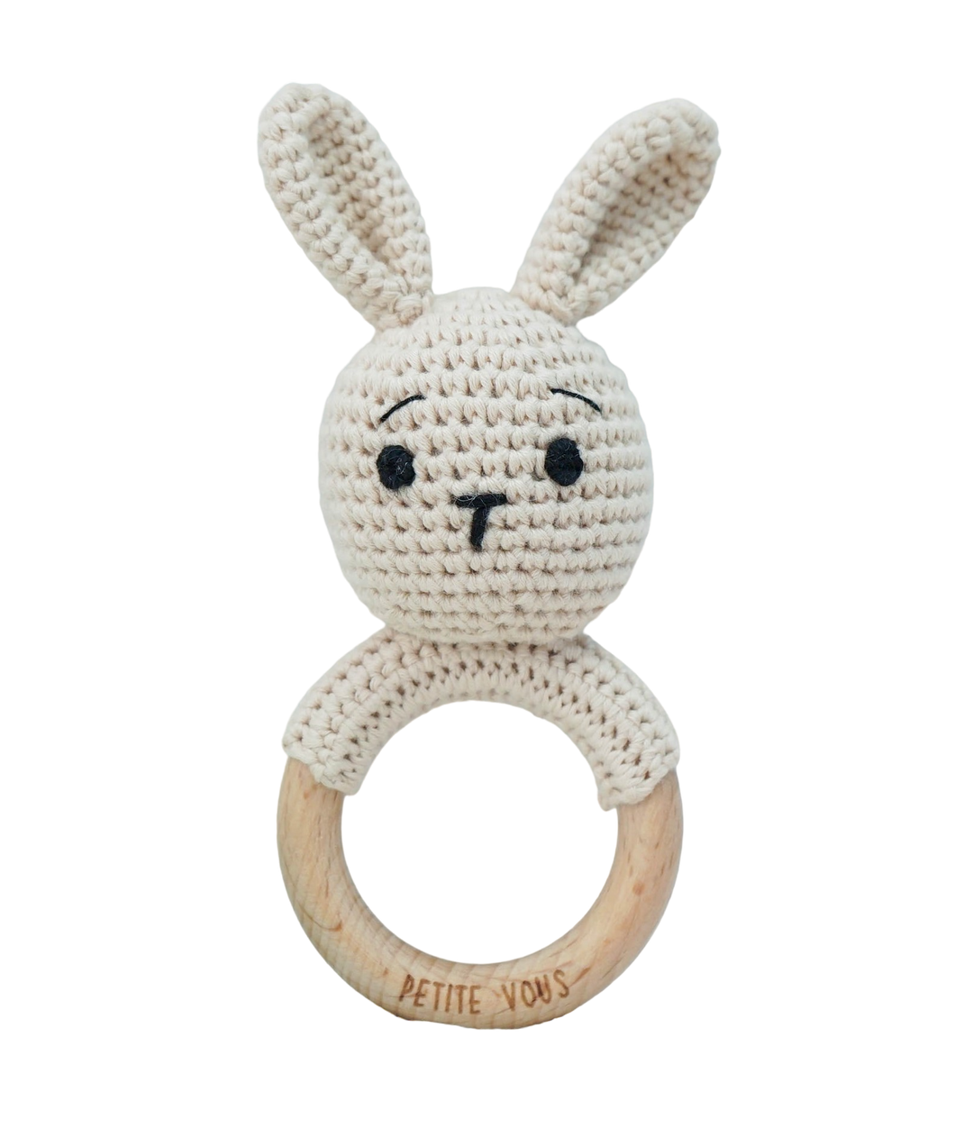 Petite Vous 100% Cotton Crochet Ring Rattle - Brodie Bunny