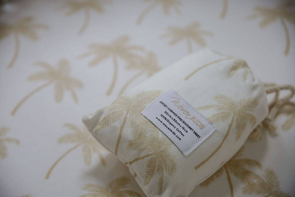 Palm Tree Organic Cotton Jersey Change Pad / Bassinet Sheet