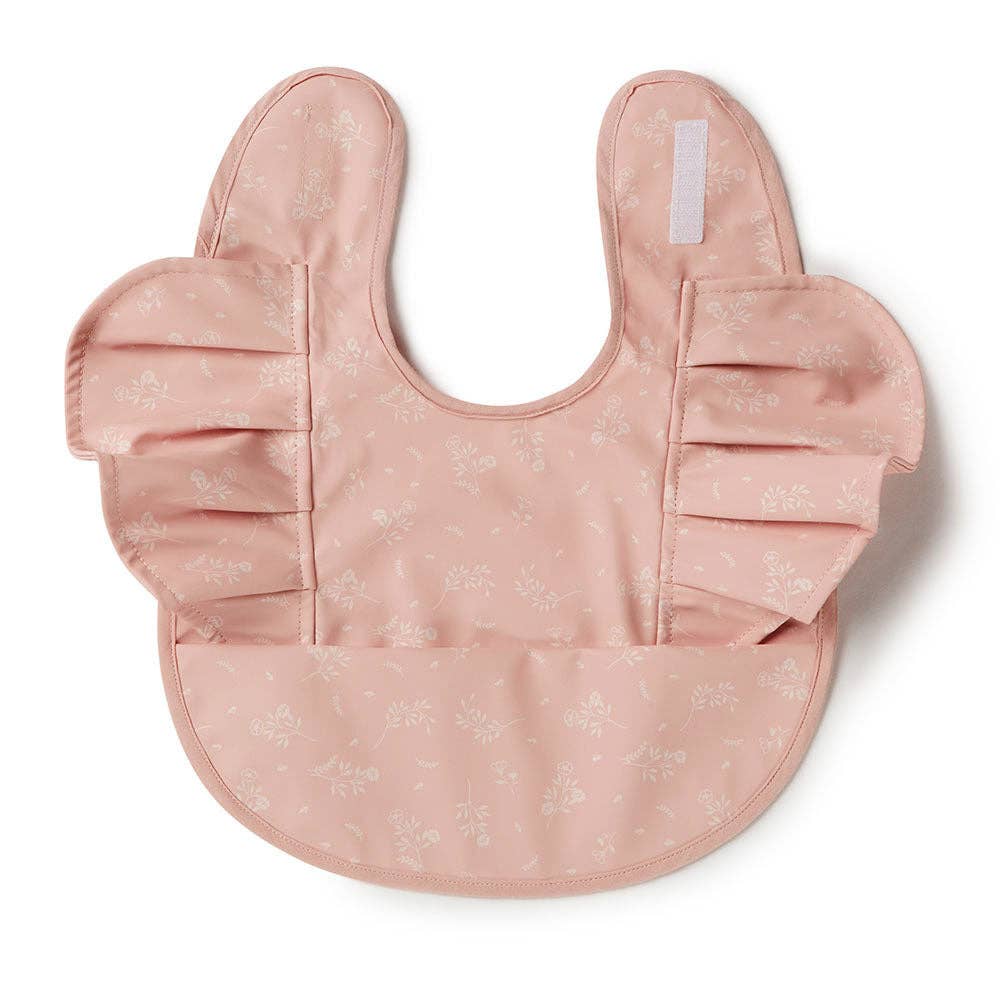 Dusty Rose Flower Frill Snuggle Bib