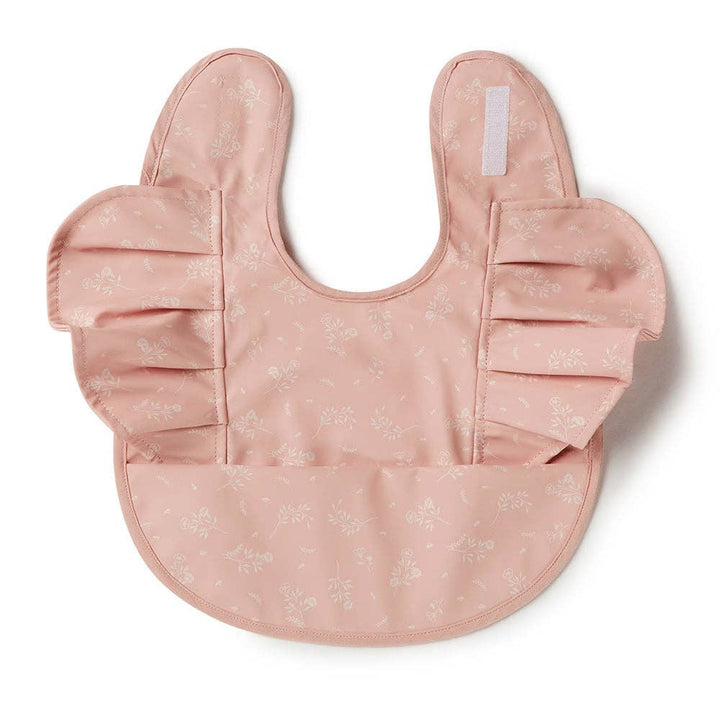 Dusty Rose Flower Frill Snuggle Bib