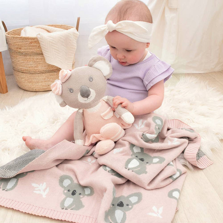 Australiana Baby Blanket - Koala/Blush