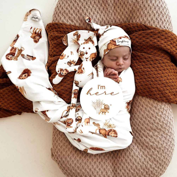 Lion Organic Jersey Wrap & Beanie Set