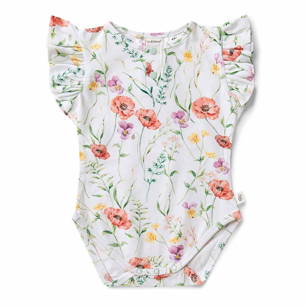 Meadow Short Sleeve Organic Bodysuit with Frill