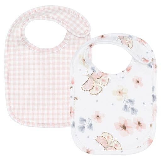 2pk Bibs - Butterfly/Blush Gingham